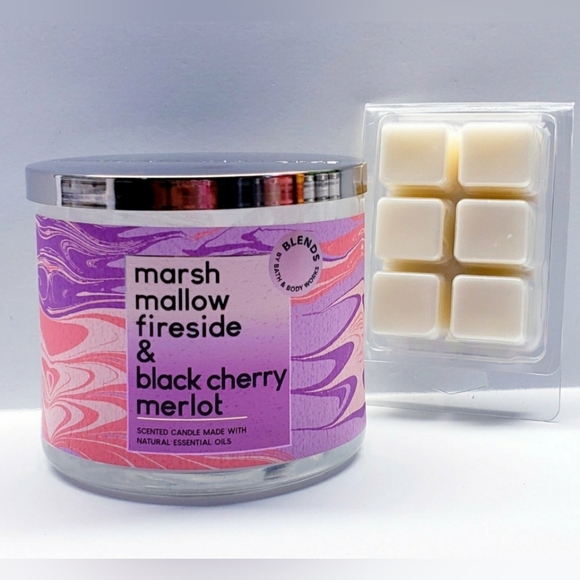MARSHMALLOW FIRESIDE & BLACK CHERRY MERLOT -Bath & Body Works Candle Wax Melts - Picture 7 of 9